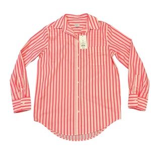 NWT Women’s Size XS A New Day Long Sleeve Pink And White Button Up Shirt